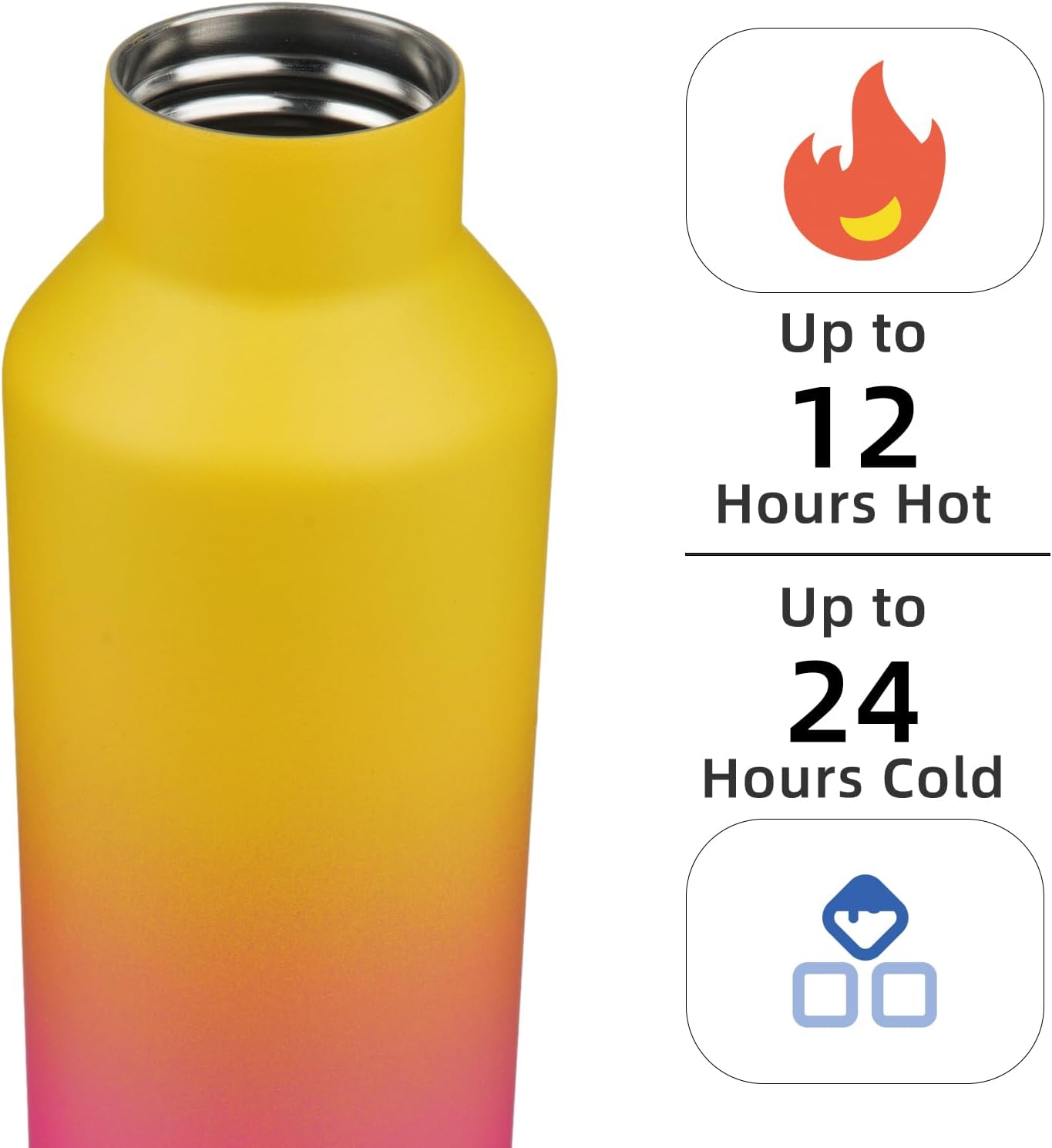 Skiennix Insulated Water Bottle - 17 Oz Double Wall Vacuum Stainless Steel Flask with Straw & Lids | Rainbow