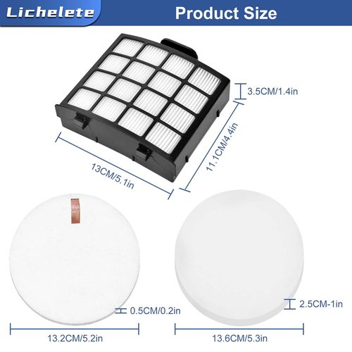AZ2002 Vacuum Filter Replacement Parts for Shark Vertex Duoclean Upringht Vacuum AZ2000 AZ2000W AZ2002, Compare to Part XHFAZ2000, XFFKAZ2000, 2 High Efficiency Filters and 4 Foam and Felt Filter.