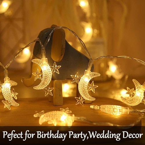 Fielegen 40 LED Moon String Lights - Battery Operated 20ft Fairy Lights for Patio & Garden Decor