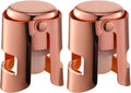 Champagne Stoppers with Stainless Steel Champagne Saver with Food Grade Silicone Leak proof Keep Fresh Suitable for Champagne, Cava, Prosecco and Sparkling(RoseGold, 2 Pack)