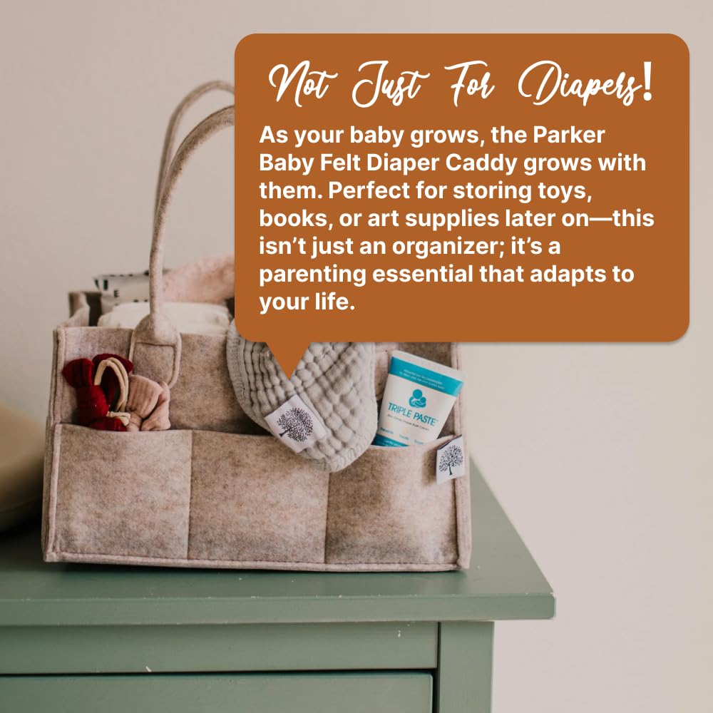 Parker Baby Diaper Caddy - Versatile Nursery Storage Bin & Car Organizer for Diapers - Oatmeal