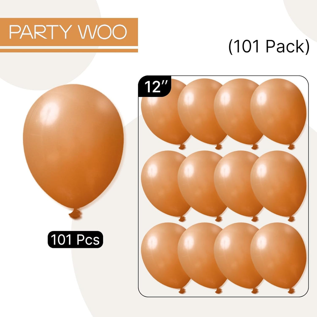 PartyWoo Tan Balloons - 12 Inch Boho Neutral Light Brown Latex Balloons for Graduation & Baby Showers