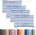 Standard Pillow Cases Set of 4 - Soft Hotel Quality Covers for Cozy Bedding | Machine Washable Blue Stripes