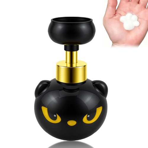 GDGJWL Cute Cat Paw Foam Soap Dispenser, Black Kitty Hand Soap Pump with Paw-Shaped Foam, Spooky Cat Lover Gift for Bathroom and Kitchen Home Accessories