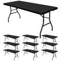 10 Pack Stretch Fabric Table Top Cap Cover, fits 8' Tables, Spandex Table Covers Washable Elastic Universal Rectangle Tablecloth Protector for Indoor Outdoor Party Picnic Wedding, Black, 30" W x 96" L