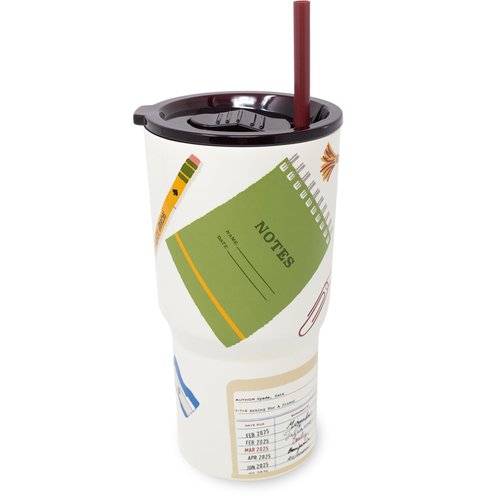 kate spade new york 20 Ounce Insulated Tumbler for Cold and Hot Drinks with Reusable Straw, Stainless Steel Travel Cup with Slide Top Lid (Book Club)