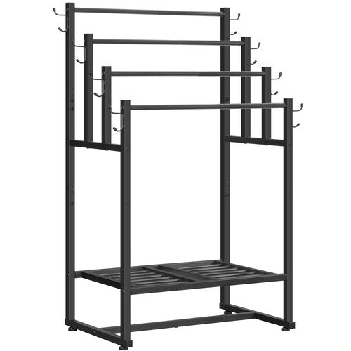 HOOBRO 4-Tier Free Standing Towel Rack for Bathroom, Blanket Rack Stand, 23.6" L x 15.9" W x 40.7" H, Freestanding Quilt Stand, Blanket Display Holder for Bedroom, Industrial Style, Black BK07LB01