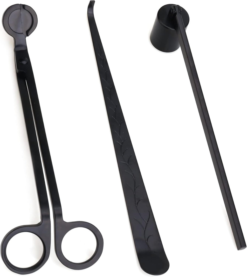 Skiennix 3-In-1 Candle Accessory Set - Wick Trimmer & Dipper with Gift Packaging | Black
