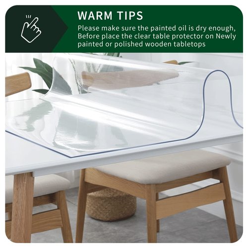Crystal PVC Chair Floor Mat Clear Table Cover Protector Transparent Plastic Tablecloth for Office Meeting Desk Rectangle Kitchen Countertop Dining Coffee Table Top Topper Water Heat Proof 44x108 Inch