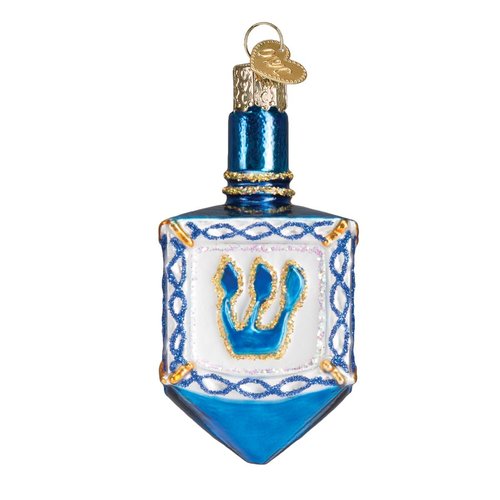 Old World Christmas Hanukkah Dreidel Glass Blown Ornament for Christmas Tree, Handcrafted Holiday Decoration, Holiday Collection