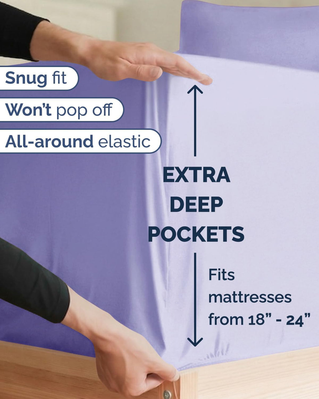 Skiennix Extra Deep Twin XL Sheet Set - 4-Piece Breathable Cooling Bedding - Soft, Wrinkle-Free Lavender