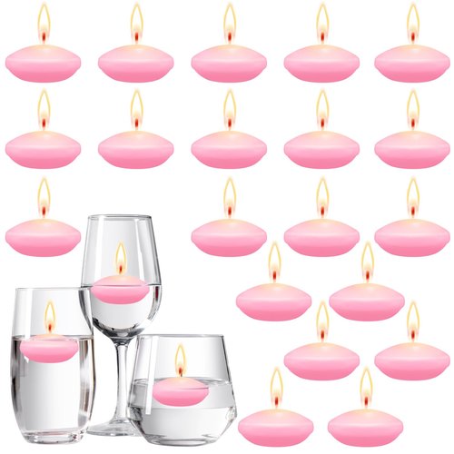 Nuanchu 20 Pcs Pink Floating Candles Centerpieces for Wedding 1.5 Inch Small Unscented Floating Candles Decoration for Valentine's Day Party Wedding Anniversary Holiday Party Gifts Home Pool Decor