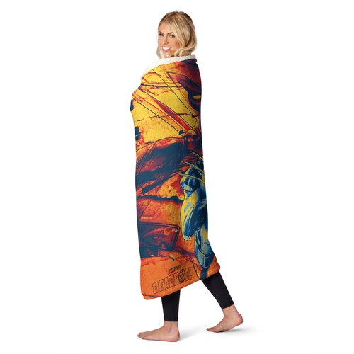Northwest Deadpool Silk Touch Sherpa Throw Blanket, 50" x 60", Dead and Shred