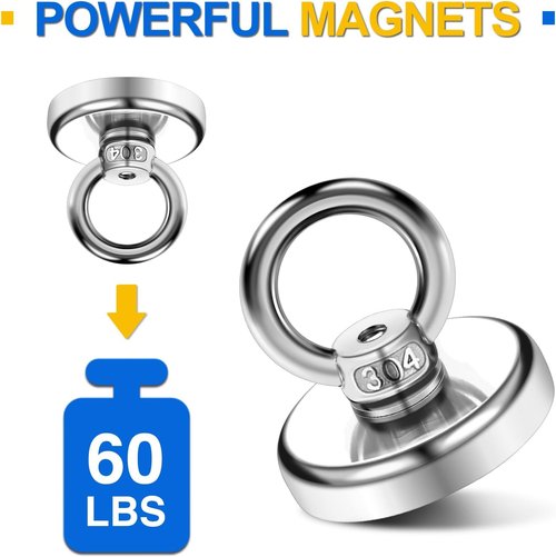 Magnetic Hooks - 60 lbs Pulling Force Rare Earth Design | 10 Pack for Home, Kitchen & Office