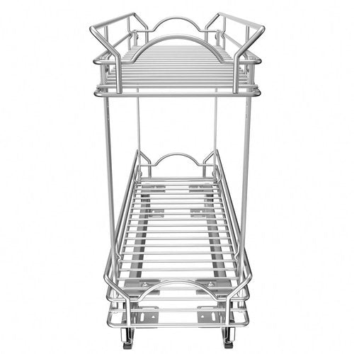 OCG Slide Out Cabinet Organizer for Narrow Cabinet (5" W X 17" D), 2 Tier Pull Out Shelves Slim Sliding Cabinet Organizer and Storage, Chrome