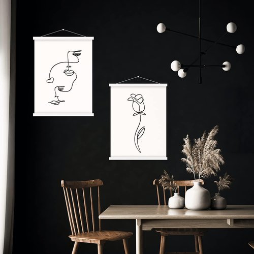 Benjia Magnetic Light Wood Poster Frame - 36x24, 36x48, 36x12 for Photos & Artwork | White Finish