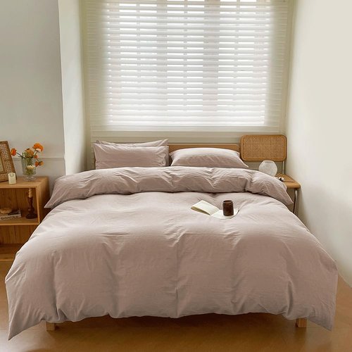 100% Washed Cotton Weighted Blanket Cover, Linen Feel Duvet Cover for Weighted Blanket 60"x80", Plain Simple Cotton Heavy Blanket Duvet Cover (Beige, 60"x80")