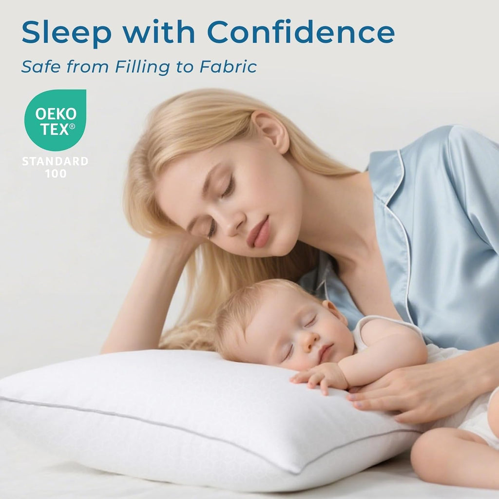 Sasttie Pillows | Standard Size Set of 4 - Oeko-Tex Certified Down Alternative, Hotel Quality, Machine Washable