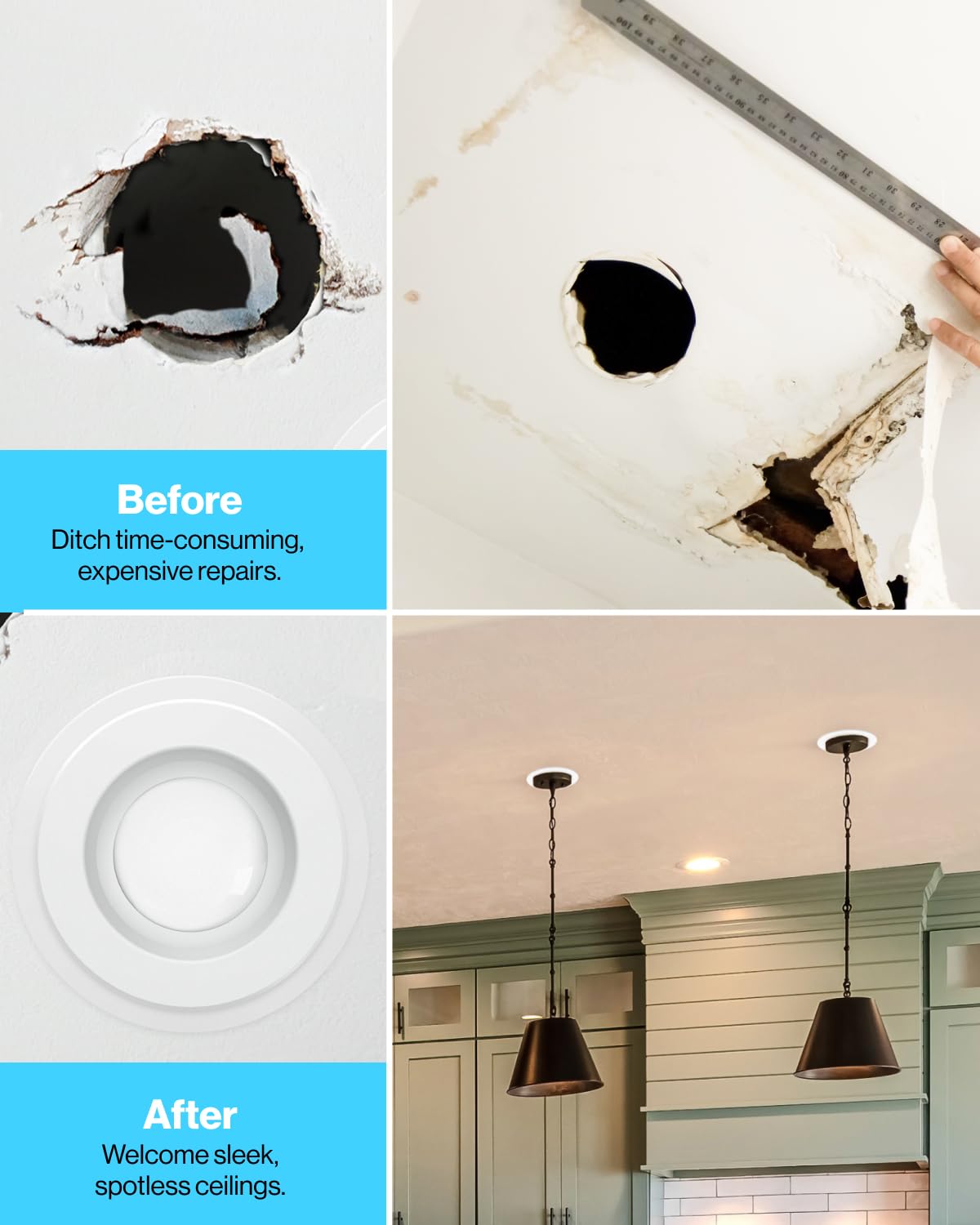 Sunco 48 Pack Goof Rings for 6 Inch Recessed Lights, Flush Mount White Can Light Trim Ring Cover, Outer Diameter 8.6 Inch, Inner Diameter 6.2 Inch, Paintable Surface, Matte Finish.