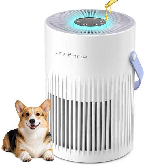 Jafända HEPA Air Purifier - Quiet Bedroom & Office Air Cleaner for Pet Dander, Odors, Dust | Portable White Design