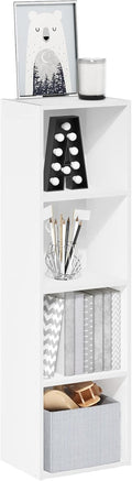 Furinno PASIR 4-Tier Modern Bookshelf - Open Shelves Bookcase for Living Room & Home Office | White, Easy Assembly