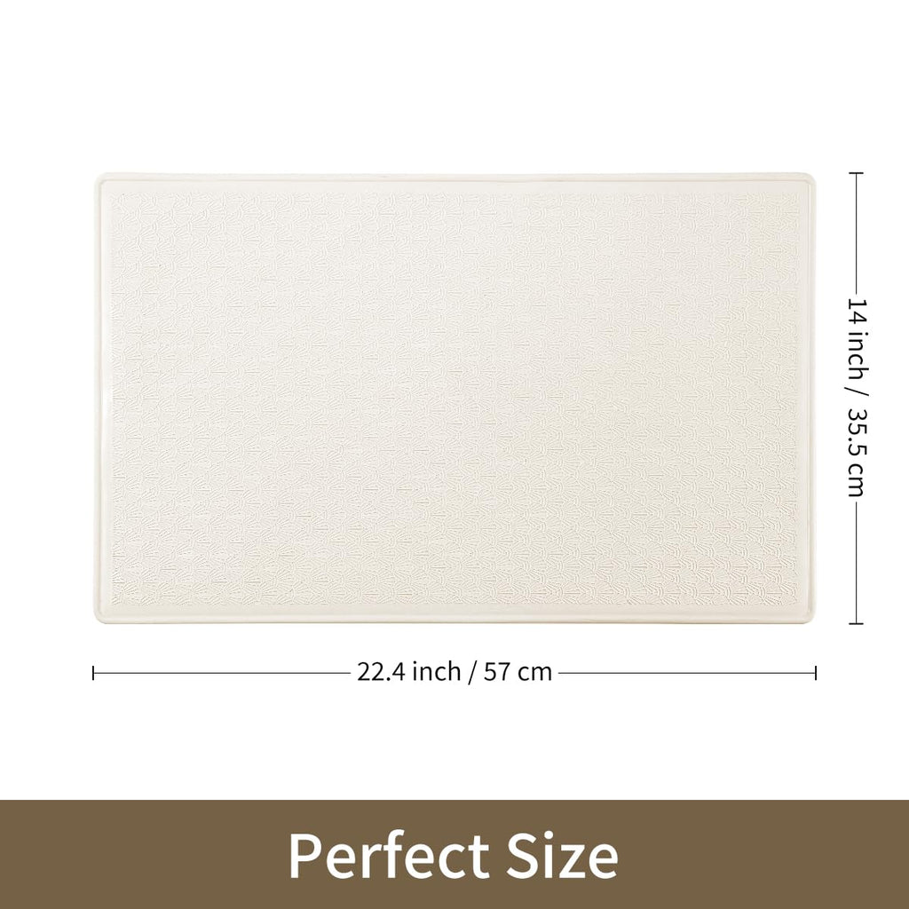Bathtub Mat Non Slip, Bath Mat for Tub 22.4 x 14 Inches, Shower Mats with Suction Cups, Rubber Shower Stall Mats for Elderly & Kids, Cream White