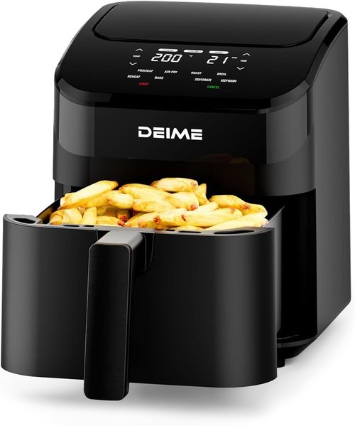 DEIME Air Fryer 4.5 Qt - Compact Digital Air Fryer for Quick Meals | Nonstick & Dishwasher Safe (Black)