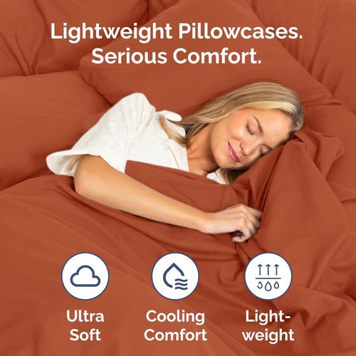 King Pillow Cases by [Brand Name] - Ultra Soft Hotel Quality Covers | Comfy, Wrinkle-Free, 2-Piece Set in Terracotta