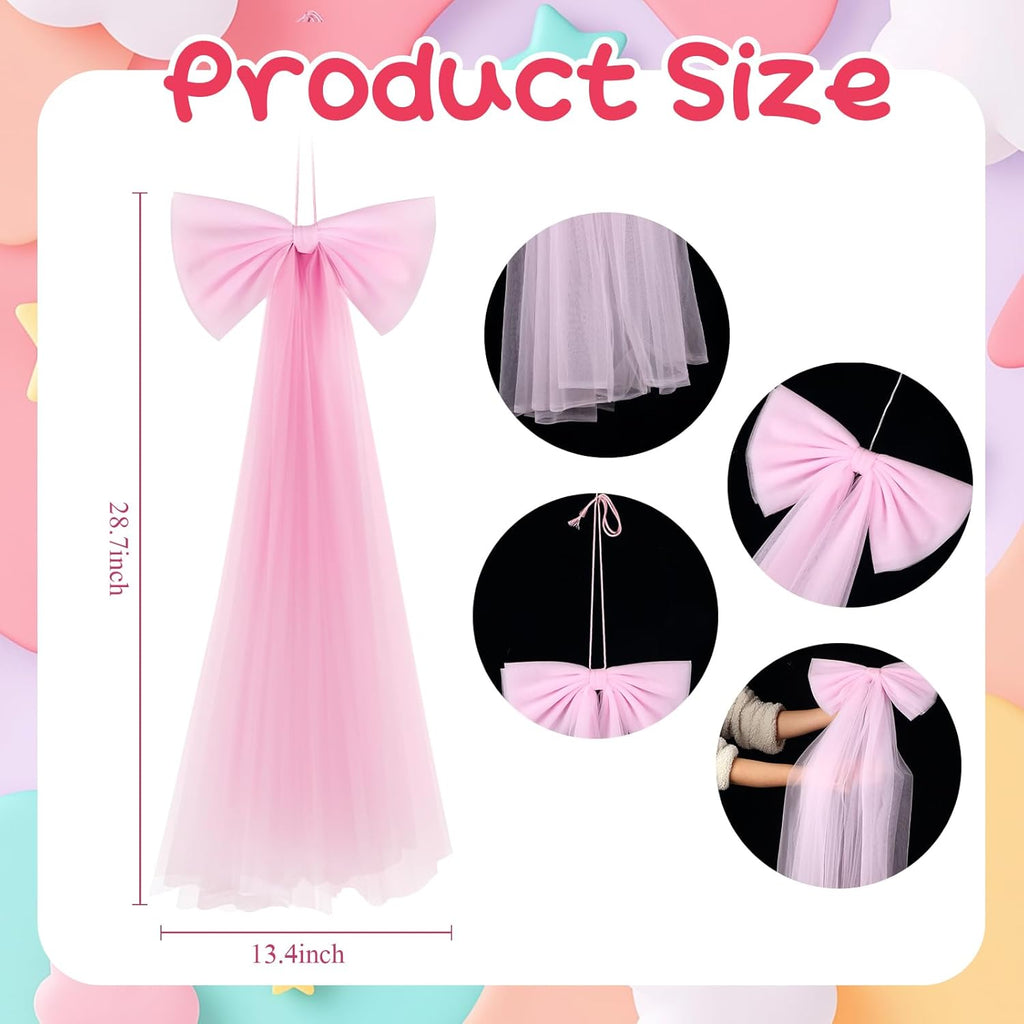 Zeyune Giant Pink Bow | 13.4 x 28.7 Inch Party Decoration for Birthdays, Weddings & Showers