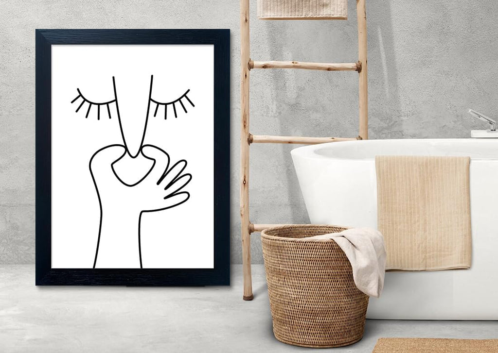Regine Switzerland Funny Bathroom Wall Art - Black and White Framed Toilet Print Decor