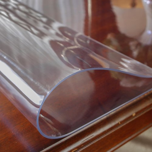 OstepDecor Clear Table Protector 42 x 90 Inch, 2mm Thick Plastic Table Cover, Waterproof PVC Clear Table Cover Protector, Desk Protector Mat, Writing Desk Pad for Desktop, Coffee & Dining Room Table