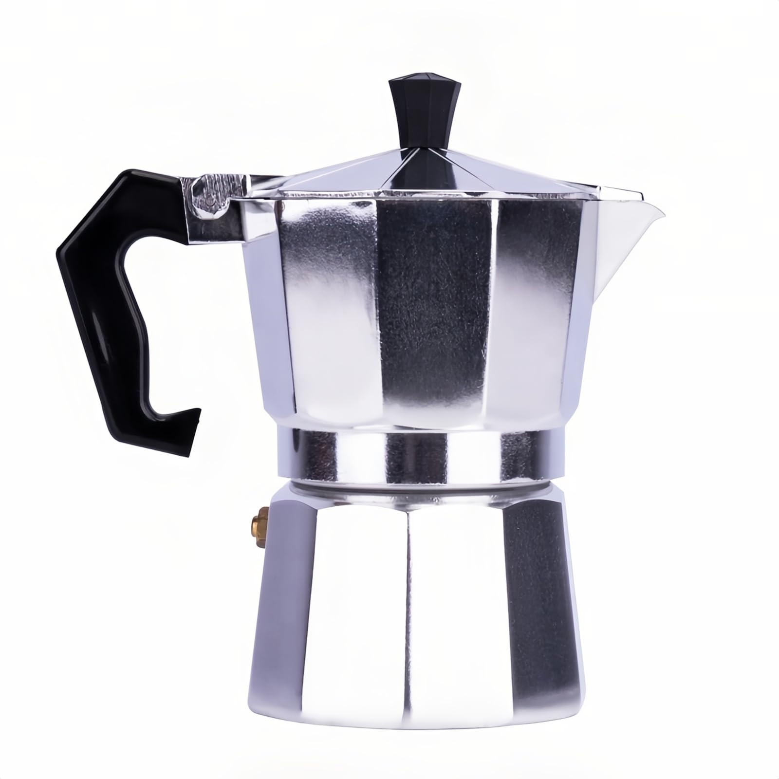 MVPLUE Classic Moka Pot 6 Cup 9 oz，Stovetop Espresso Maker Aluminum Silver，Cuban Coffee Maker， Greca includes Replacement Parts，Perfect Camping Coffee Pot，Make Delicious Coffee Easily at Home