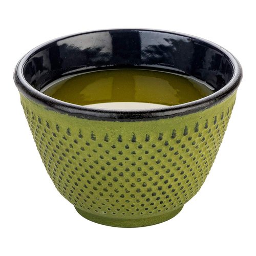 Restaurantware Tetsubin 4 Ounce Tea Cups 2 Hobnail Traditional Japanese Tea Cups - Enamel Coated Corrosion-Resistant Green Cast Iron Small Tea Cups Crack-Resistant Rust-Resistant