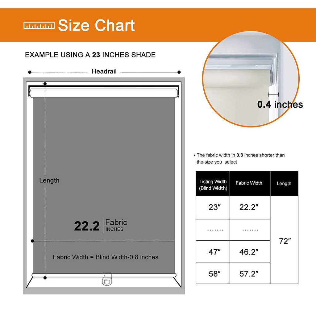 Persilux Sheer Shades Cordless Window Blinds 100% Blackout Roller Shades UV Protection Window Shades for Windows, Home and Office, Bedroom and Living Room (30" W x 72" H, White)