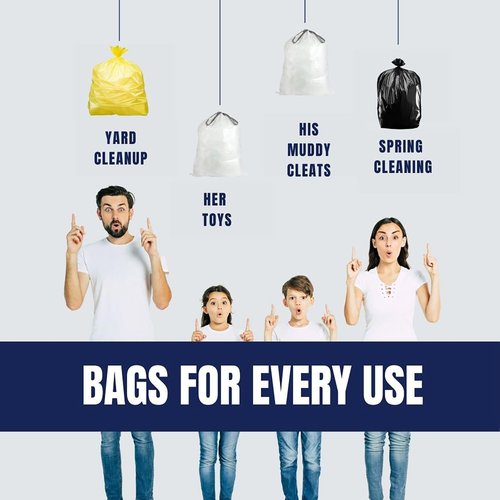 Plasticplace 32-33 Gallon Trash Bags │ 1.5 Mil │ Yellow Garbage Can Liners │ 33’” x 39” (100 Count), W33Y15