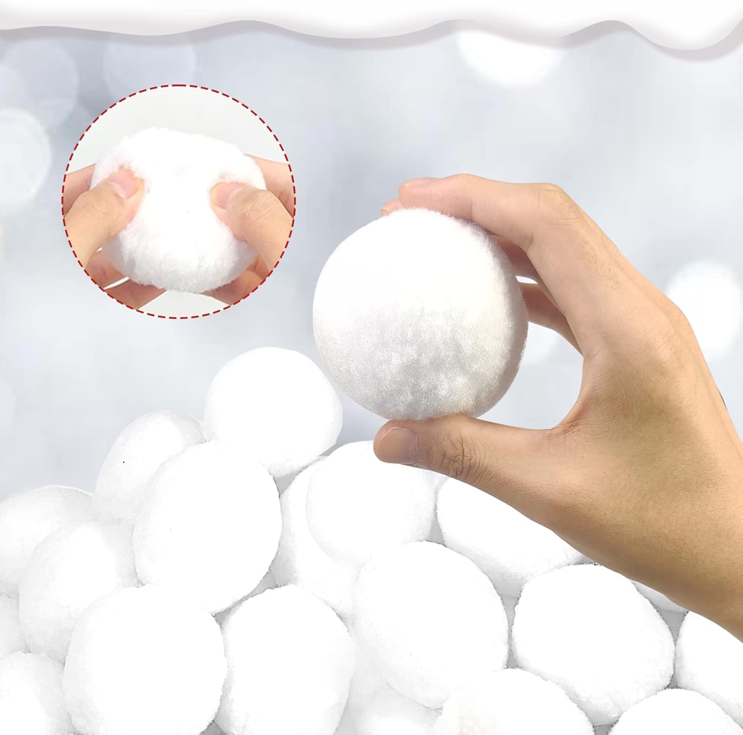 Skiennix Jumbo Fake Snowballs - 50 Pack | 3-Inch Indoor & Outdoor Winter Holiday Fun