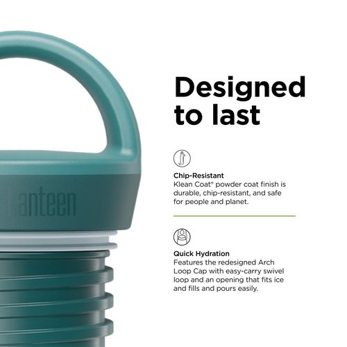 Klean Kanteen Rise Classic Insulated Water Bottle - Keep Drinks Cold for 65 Hours - Stainless Steel - Insulated Water Bottle - Leak & Sweat-Proof - Arch Loop Cap - 20 oz - Brittany Blue
