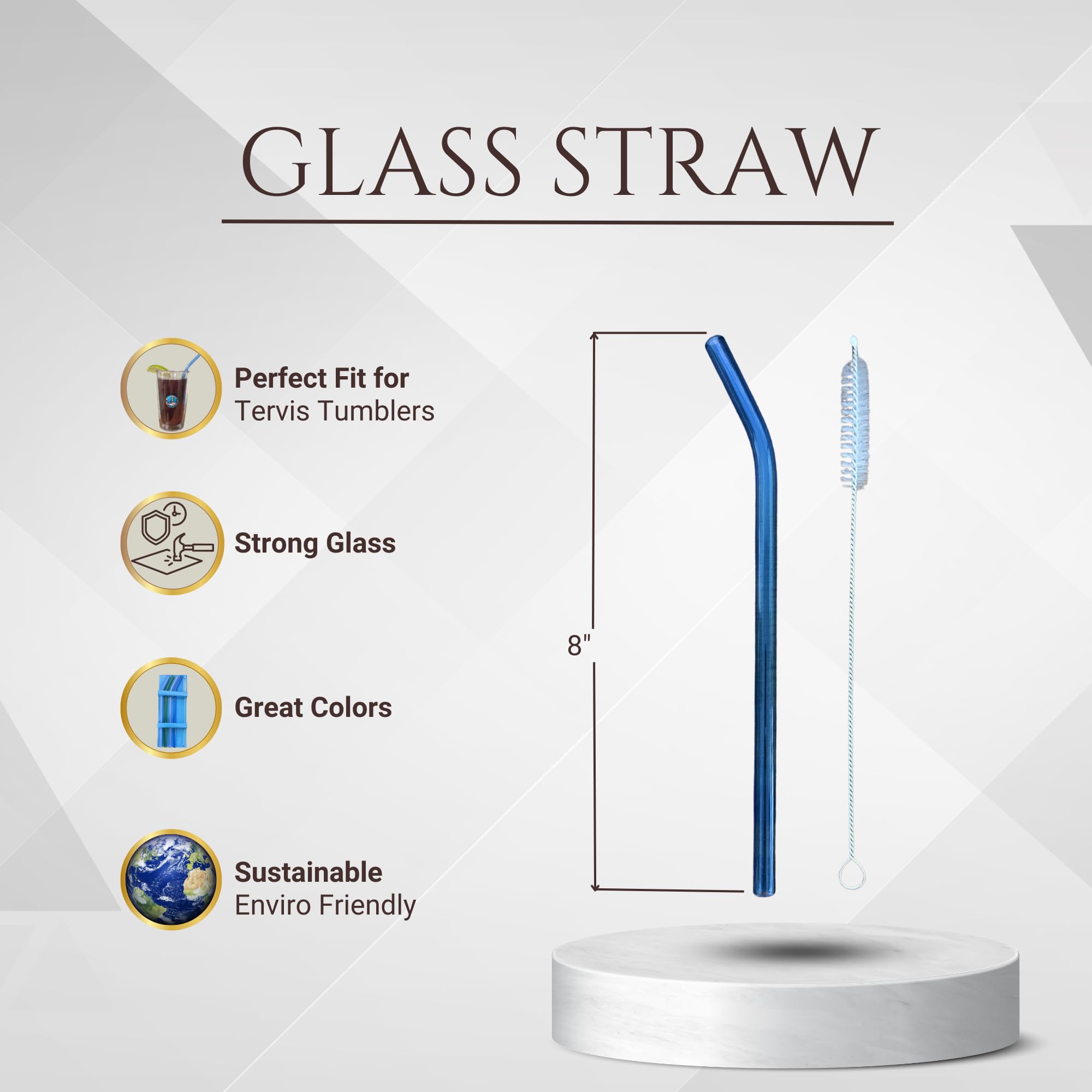 (4) Glass straws, and straw cleaner brush, your new life straw, reusable, Environmentally Friendly, Shatter Resistant Glass, Smooth Texture, Perfect height for Tumblers