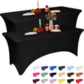 Skiennix 4 Feet Black Spandex Tablecloth - Fitted & Stretch, Washable, Wrinkle Resistant for Events & Parties