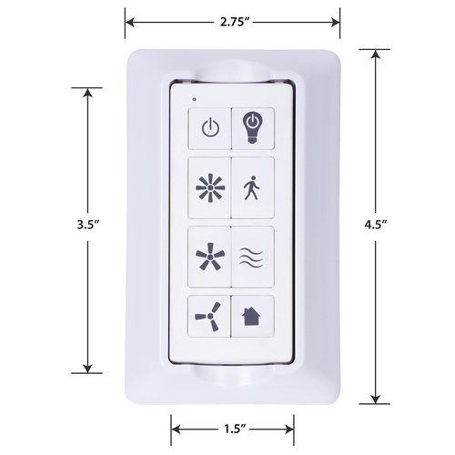 Prominence Home Universal Ceiling Fan Remote Control Kit with Receiver, Wall Dock and Batteries, For Downrod Ceiling Fans ONLY - 51433-01 - White