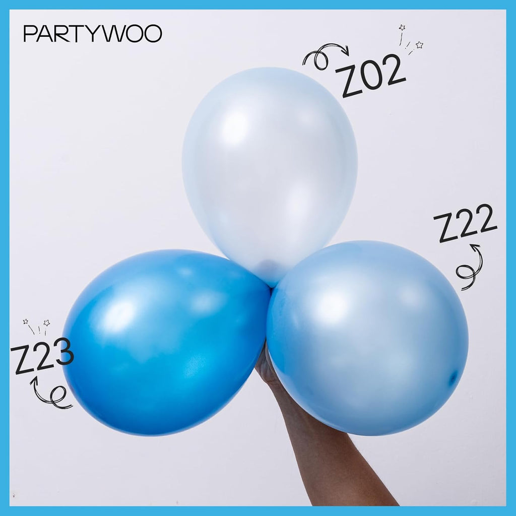 PartyWoo 100pcs Blue & White Balloons - 12 Inch Pearl Light Matte for Graduation & Baby Showers
