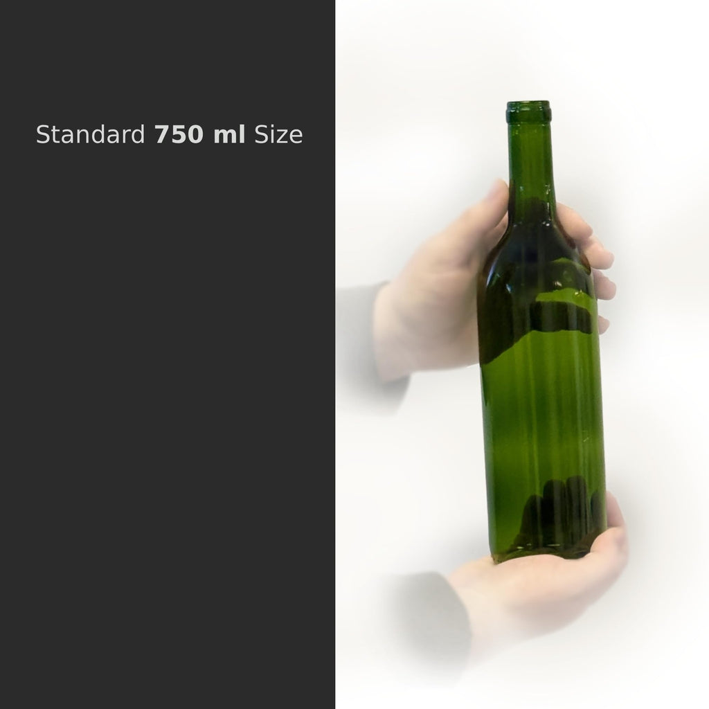 North Mountain Supply 750ml Glass Bordeaux Wine Bottles, CORK FINISH, Flat Bottom – Case of 6, Champagne Green