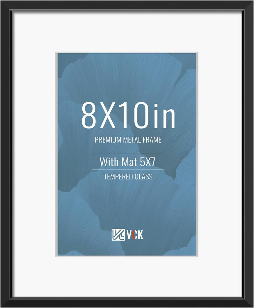 VCK 8x10 Picture Frame - Premium Black Aluminum Metal Frame with Tempered Glass | Versatile Display for 5x7 or 8x10 Photos