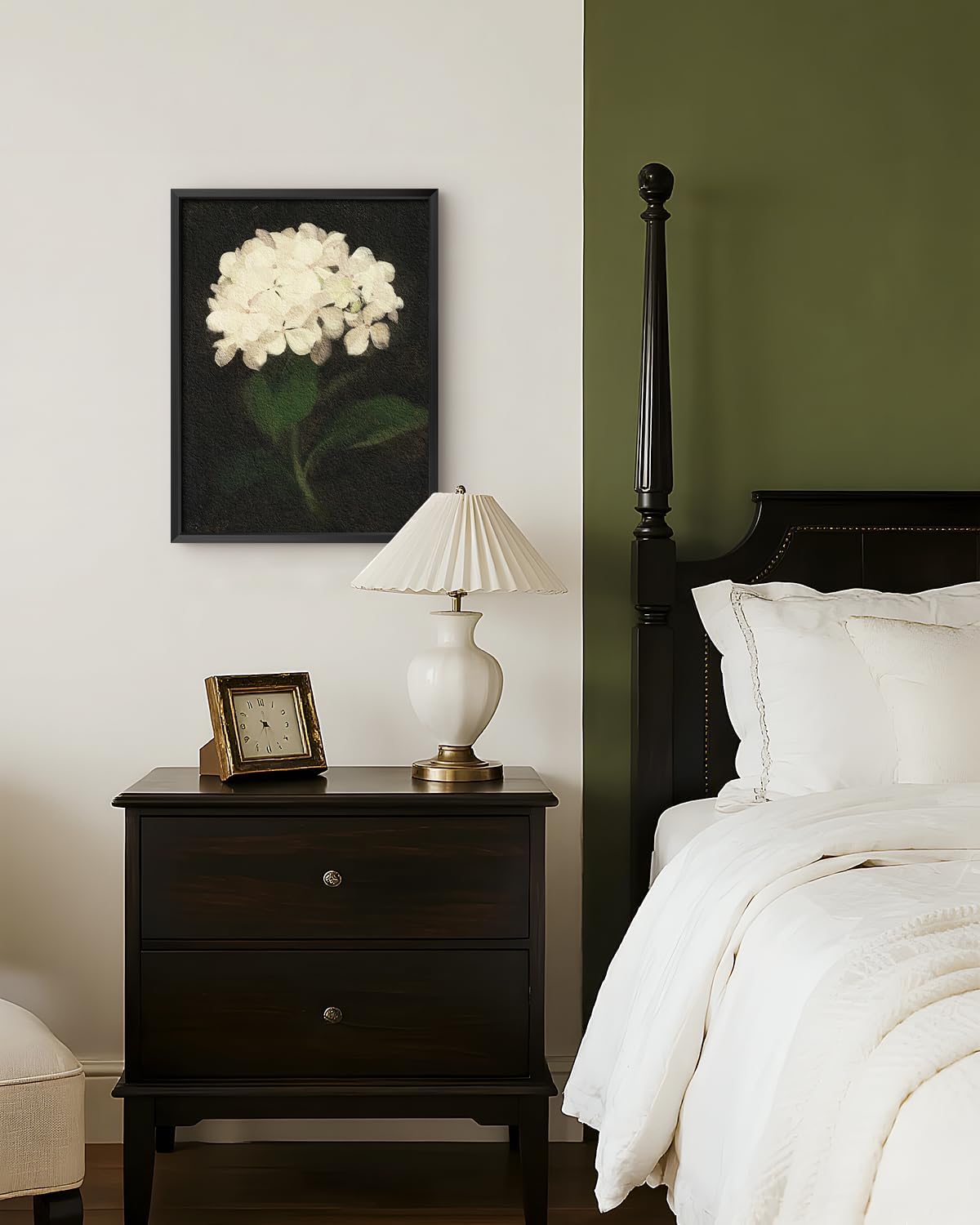 Bzstyleart Metal Framed Wall Art - Textured Hydrangea Canvas Print | 12 x 16 Inch Aesthetic Decor