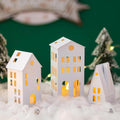 Romadedi Christmas Village Houses - White LED Candle Holders | Set of 3 Light-Up Decorations for Home Decor