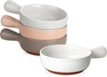 MALACASA 23 Oz French Onion Soup Bowls - Durable Ceramic Crocks with Handles | Set of 4, Multicolor