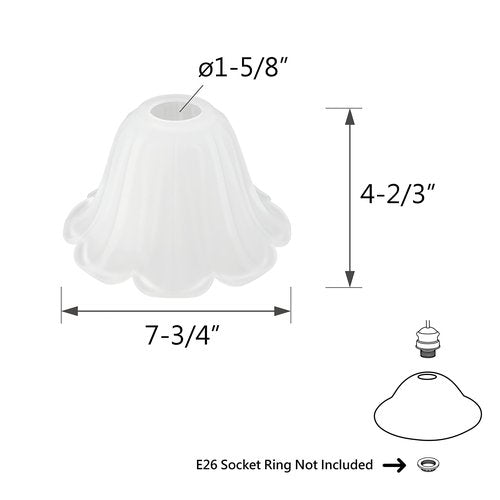 Aspen Creative 23169-01, Transitional Frosted Replacement Glass For Pendant Light/Table Lamp/Floor Lamp, 1-5/8"Fitter, 7-3/4"Diameter x 4-2/3" Height, Clear