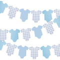 Pre-Strung Boy Blue Bodysuit Decoration Banner, Baby Shower Sign,Blue Jean Baby Shower Decor Bunting Girl
