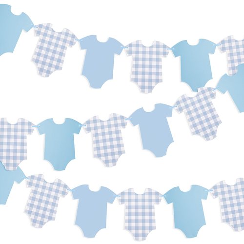 Pre-Strung Boy Blue Bodysuit Decoration Banner, Baby Shower Sign,Blue Jean Baby Shower Decor Bunting Girl