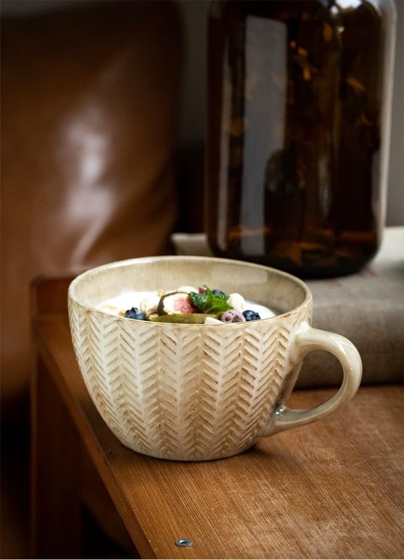 Tvvtuww Ceramic Coffee Cup Mug and Acacia Wooden Saucer Set, 8 oz Ceramic Cup for Espresso Latte Cappuccino Tea, Wooden Handle Mug Set Unglazed Porcelain Arty Mug (Natural Earthiness Finish)